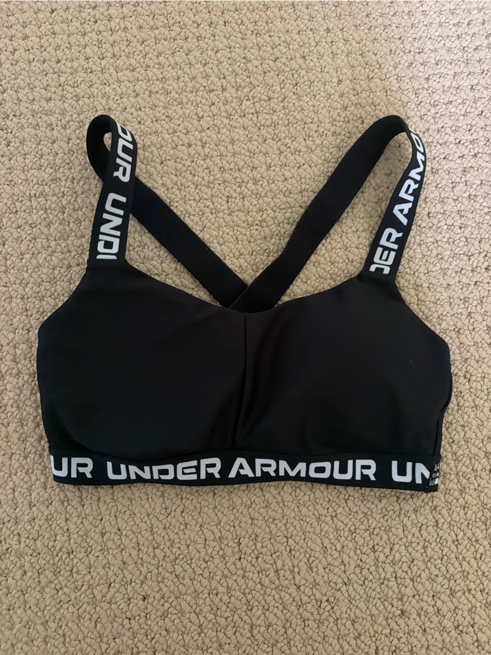 Under Armour Black Sports Bra with Branded Straps and Elastic Band